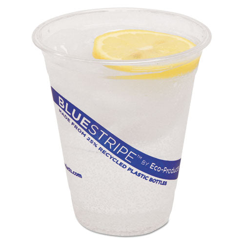 Bluestripe 25% Recycled Content Cold Cups, 12 Oz, Clear/blue, 50/pack, 20 Packs/carton