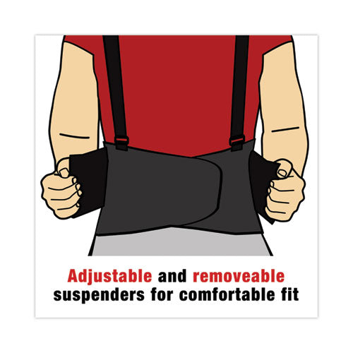 Work Belt With Removable Suspenders, One Size Fits All, Up To 48" Waist Size, Black