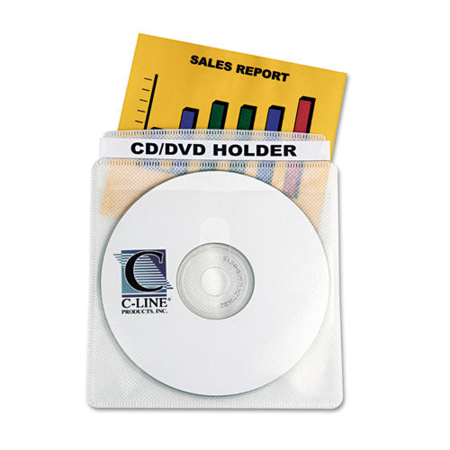 Deluxe Individual Cd/dvd Holders, 2 Disc Capacity, Clear/white, 50/box