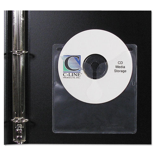 Self-adhesive Cd Holder, 1 Disc Capacity, Clear, 10/pack