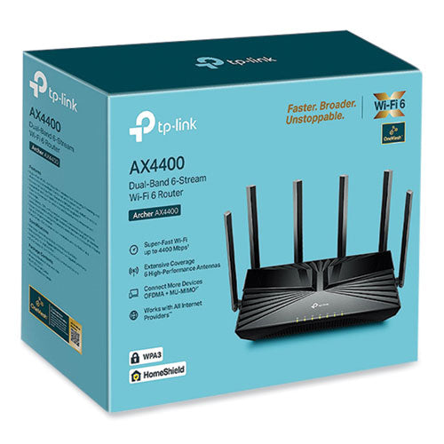 Archer Ax4400 Wireless And Ethernet Router, 5 Ports, Dual-band 2.4 Ghz/5 Ghz