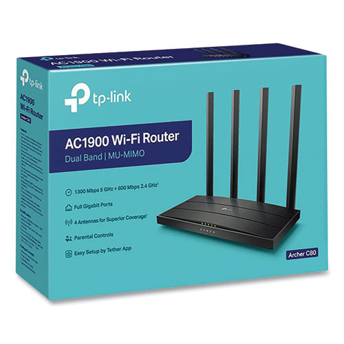 Archer C80 Ac1900 Wireless Mu-mimo Wi-fi 5 Router, 5 Ports, Dual-band 2.4 Ghz/5 Ghz