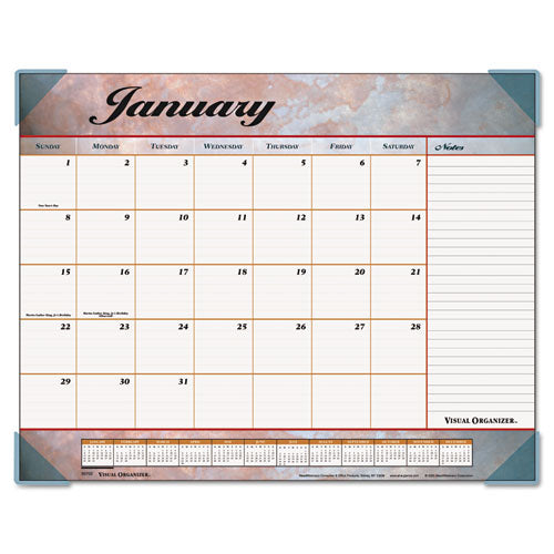 Slate Blue Desk Pad, 22 X 17, White Sheets, Clear Corners, 12-month (jan To Dec): 2023