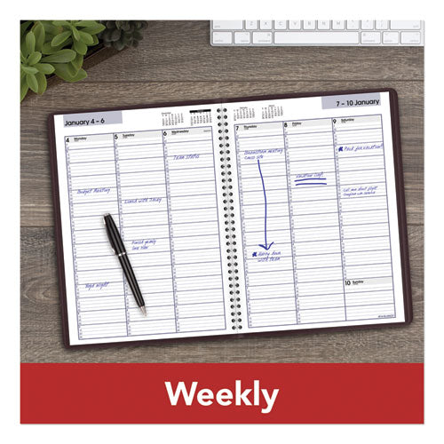Dayminder Weekly Appointment Book, Vertical-column Format, 11 X 8, Burgundy Cover, 12-month (jan To Dec): 2023
