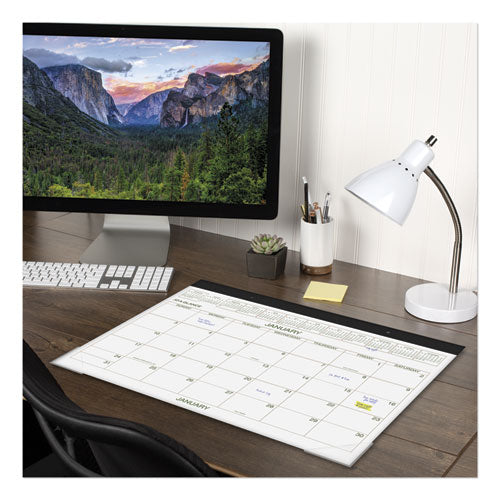 Two-color Desk Pad, 22 X 17, White Sheets, Black Binding, Clear Corners, 12-month (jan To Dec): 2023