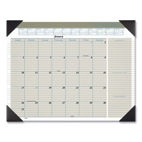 Executive Monthly Desk Pad Calendar, 22 X 17, White Sheets, Black Corners, 12-month (jan To Dec): 2023