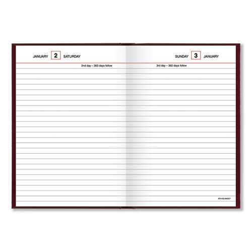Standard Diary Daily Reminder Book, 2023 Edition, Medium/college Rule, Red Cover, (201) 7.5 X 5.13 Sheets