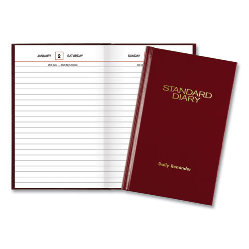 Standard Diary Daily Reminder Book, 2023 Edition, Medium/college Rule, Red Cover, (201) 7.5 X 5.13 Sheets