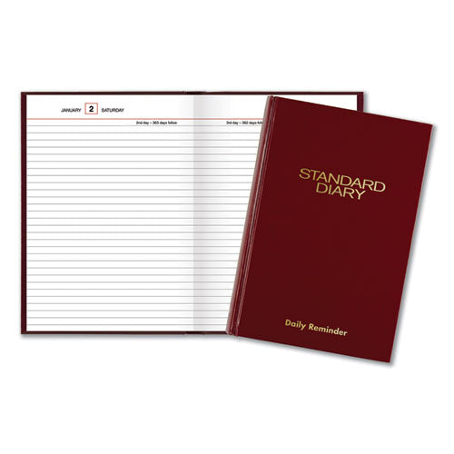 Standard Diary Daily Reminder Book, 2023 Edition, Medium/college Rule, Red Cover, (201) 8.25 X 5.75 Sheets