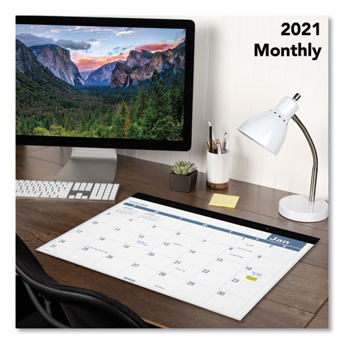 Easy-to-read Monthly Desk Pad, 22 X 17, White/blue Sheets, Black Binding, Clear Corners, 12-month (jan To Dec): 2024