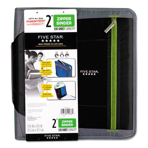 Zipper Binder, 3 Rings, 2" Capacity, 11 X 8.5, Black/gray Zebra Print Design