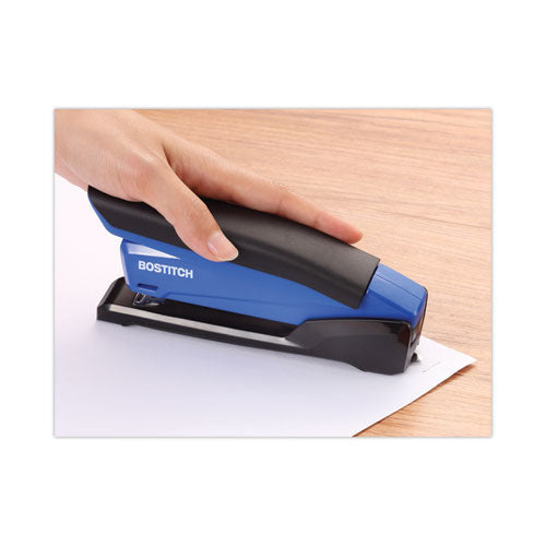 Inpower Spring-powered Desktop Stapler With Antimicrobial Protection, 20-sheet Capacity, Blue/black