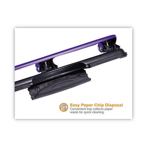 12-sheet Ez Squeeze Three-hole Punch, 9/32" Holes, Purple/black