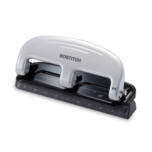 20-sheet Ez Squeeze Three-hole Punch, 9/32" Holes, Black/silver