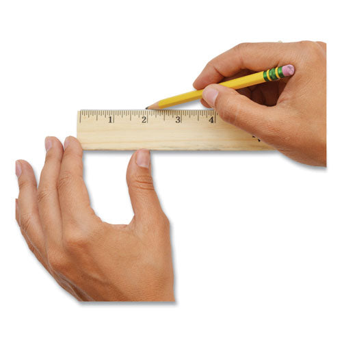 Wood Ruler With Single Metal Edge, Standard, 12" Long