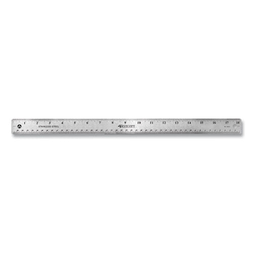 Stainless Steel Office Ruler With Non Slip Cork Base, Standard/metric, 12" Long