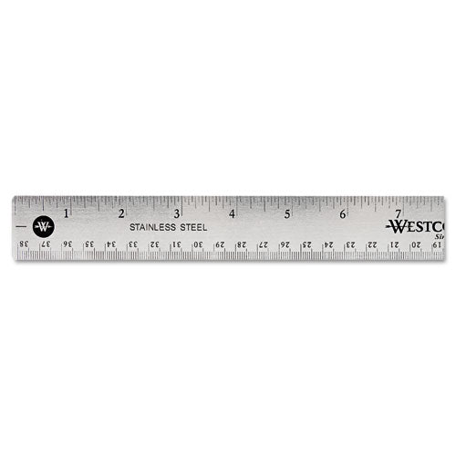 Stainless Steel Office Ruler With Non Slip Cork Base, Standard/metric, 15" Long