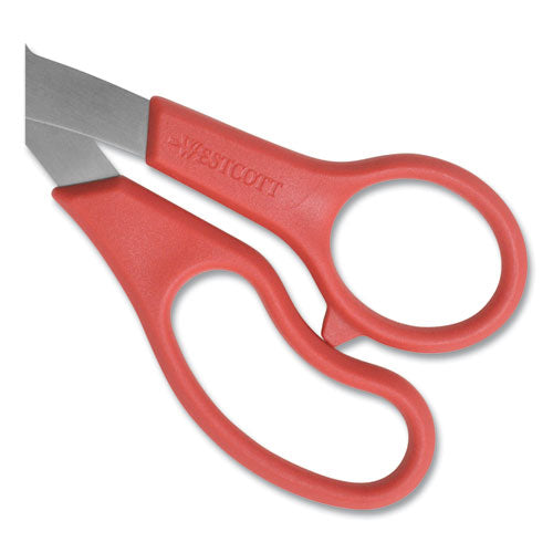 Value Line Stainless Steel Shears, 8" Long, 3.5" Cut Length, Red Offset Handle