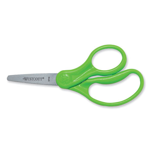 For Kids Scissors, Pointed Tip, 5" Long, 1.75" Cut Length, Assorted Straight Handles, 12/pack