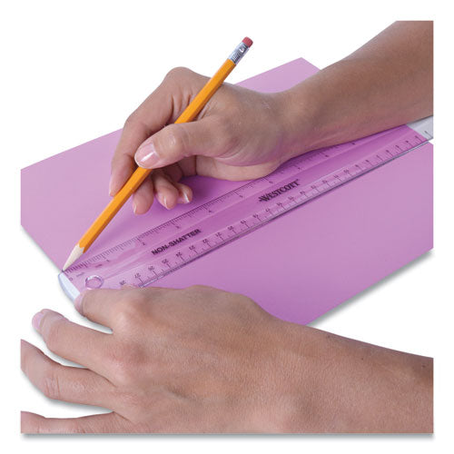 Non-shatter Flexible Ruler, Standard/metric, 12" Long, Plastic, Clear