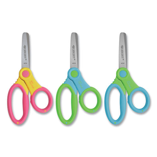 Ultra Soft Handle Scissors W/antimicrobial Protection, Rounded Tip, 5" Long, 2" Cut Length, Randomly Assorted Straight Handle