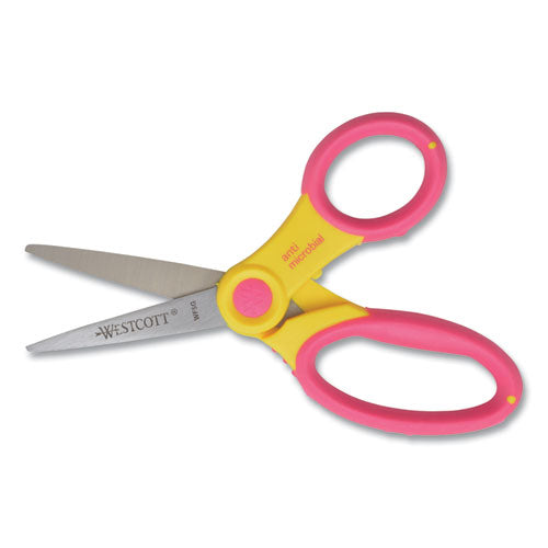 Ultra Soft Handle Scissors W/antimicrobial Protection, Pointed Tip, 5" Long, 2" Cut Length, Randomly Assorted Straight Handle