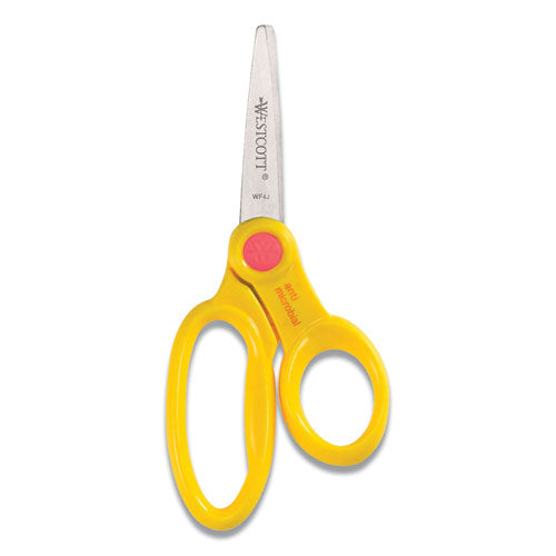 Kids' Scissors With Antimicrobial Protection, Pointed Tip, 5" Long, 2" Cut Length, Assorted Straight Handles, 12/pack