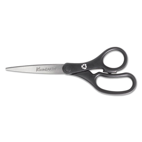 Kleenearth Basic Plastic Handle Scissors, 8" Long, 3.25" Cut Length, Black Straight Handle