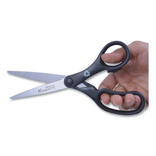 Kleenearth Basic Plastic Handle Scissors, 8" Long, 3.25" Cut Length, Black Straight Handle