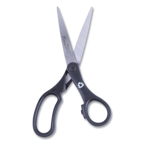 Kleenearth Basic Plastic Handle Scissors, 8" Long, 3.25" Cut Length, Black Straight Handles, 3/pack