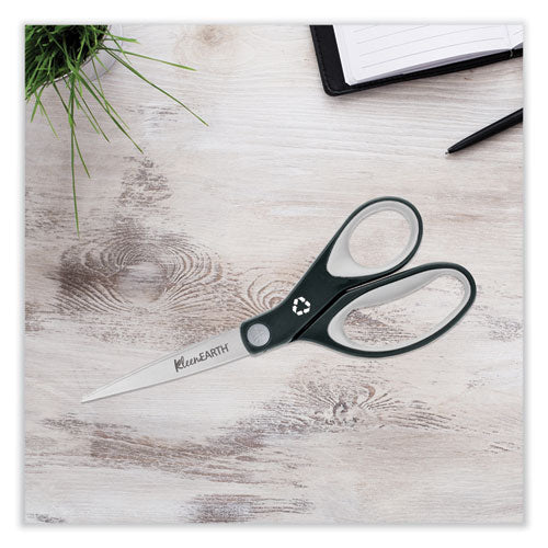 Kleenearth Soft Handle Scissors, 8" Long, 3.25" Cut Length, Black/gray Straight Handle