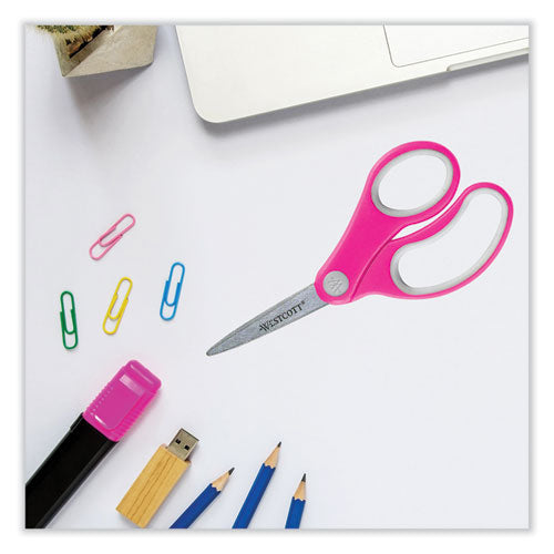 Soft Handle Kids Scissors, Pointed Tip, 5" Long, 1.75" Cut Length, Assorted Straight Handles, 12/pack