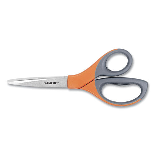 Elite Series Stainless Steel Shears, 8" Long, 3.5" Cut Length, Orange Straight Handle