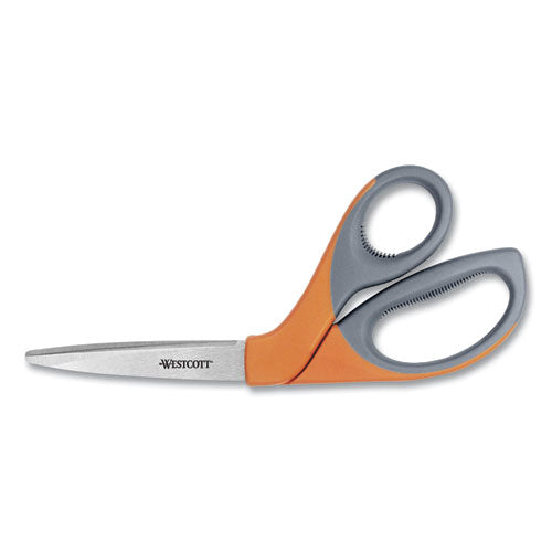 Elite Series Stainless Steel Shears, 8" Long, 3.5" Cut Length, Orange Straight Handle