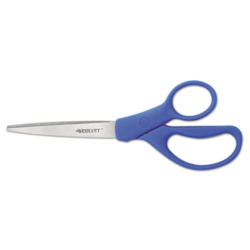 Preferred Line Stainless Steel Scissors, 8" Long, 3.5" Cut Length, Blue Offset Handle