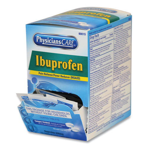 Medicamento de ibuprofeno, paquete de dos, 50 paquetes/caja
