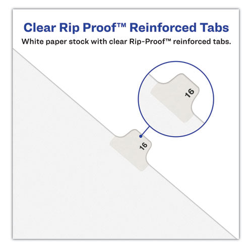 Preprinted Legal Exhibit Side Tab Index Dividers, Avery Style, 10-tab, 16, 11 X 8.5, White, 25/pack, (1016)