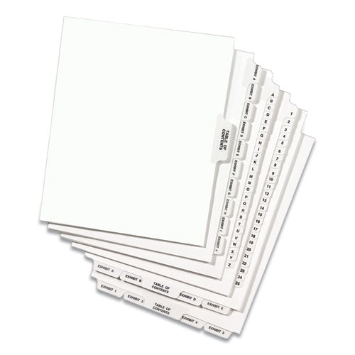 Preprinted Legal Exhibit Side Tab Index Dividers, Avery Style, 26-tab, Exhibit A To Exhibit Z, 11 X 8.5, White, 1 Set, (1370)