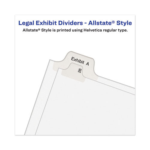 Avery-style Preprinted Legal Side Tab Divider, 26-tab, Exhibit F, 11 X 8.5, White, 25/pack, (1376)