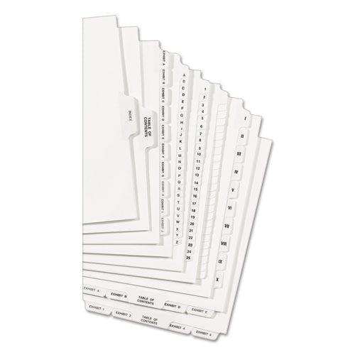 Preprinted Legal Exhibit Side Tab Index Dividers, Avery Style, 26-tab, A, 11 X 8.5, White, 25/pack, (1401)