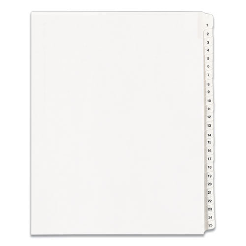 Preprinted Legal Exhibit Side Tab Index Dividers, Allstate Style, 25-tab, 1 To 25, 11 X 8.5, White, 1 Set, (1701)