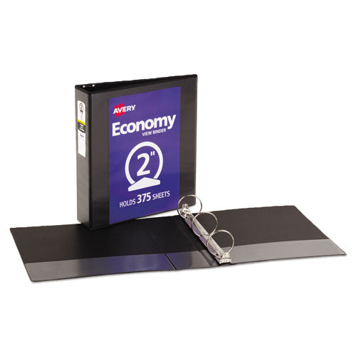 Economy View Binder With Round Rings , 3 Rings, 2" Capacity, 11 X 8.5, Black, (5730)