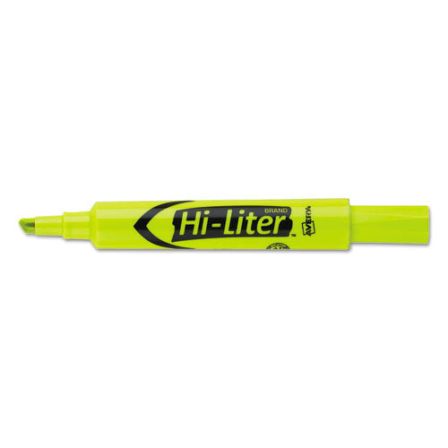 Hi-liter Desk-style Highlighters, Yellow Ink, Chisel Tip, Yellow/black Barrel, Dozen