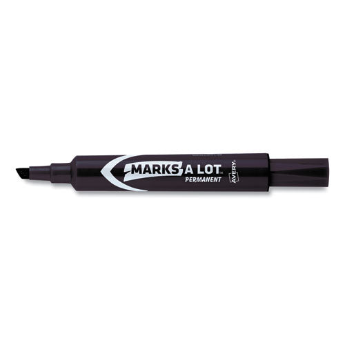 Marks A Lot Regular Desk-style Permanent Marker, Broad Chisel Tip, Black, Dozen (7888)