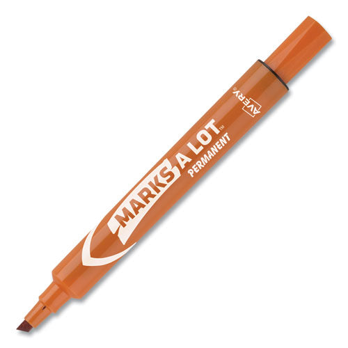 Marks A Lot Large Desk-style Permanent Marker, Broad Chisel Tip, Orange, Dozen (8883)