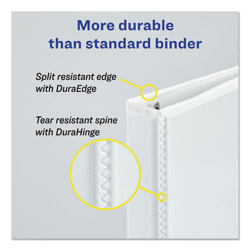 Durable View Binder With Durahinge And Ezd Rings, 3 Rings, 1.5" Capacity, 11 X 8.5, White, (9401)