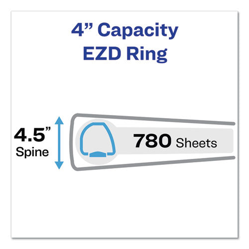 Durable View Binder With Durahinge And Ezd Rings, 3 Rings, 4" Capacity, 11 X 8.5, White, (9801)