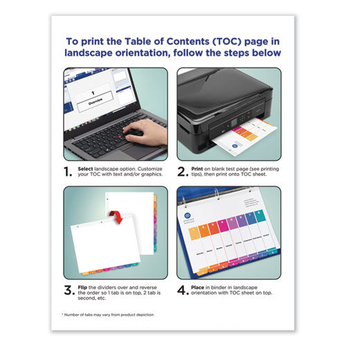 Customizable Table Of Contents Ready Index Dividers With Multicolor Tabs, 5-tab, 1 To 5, 11 X 8.5, White, 3 Sets