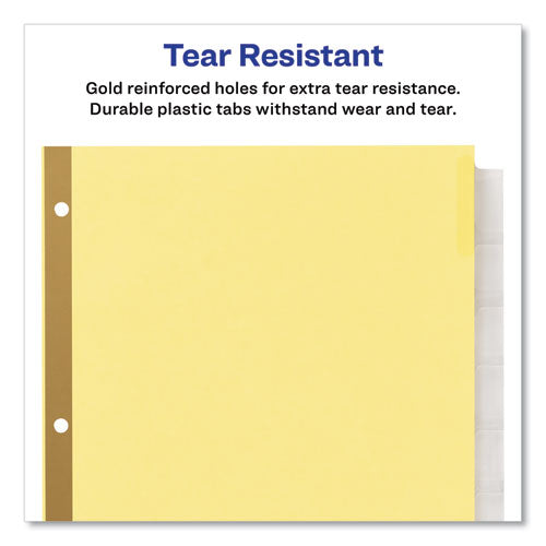 Insertable Big Tab Dividers, 8-tab, Double-sided Gold Edge Reinforcing, 11 X 8.5, Buff, Clear Tabs, 1 Set