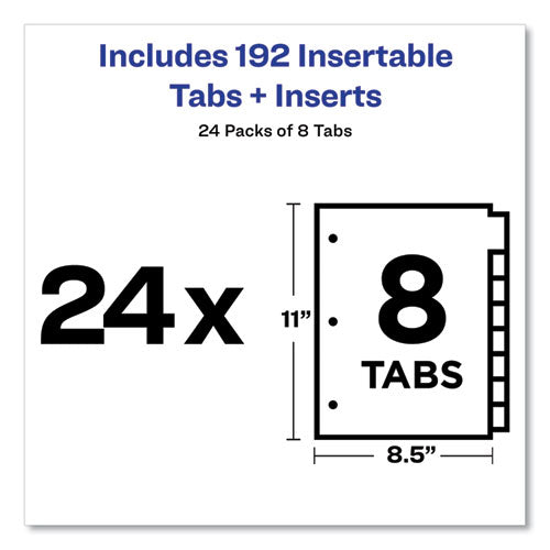 Insertable Big Tab Dividers, 8-tab, Double-sided Gold Edge Reinforcing, 11 X 8.5, Buff, Clear Tabs, 24 Sets